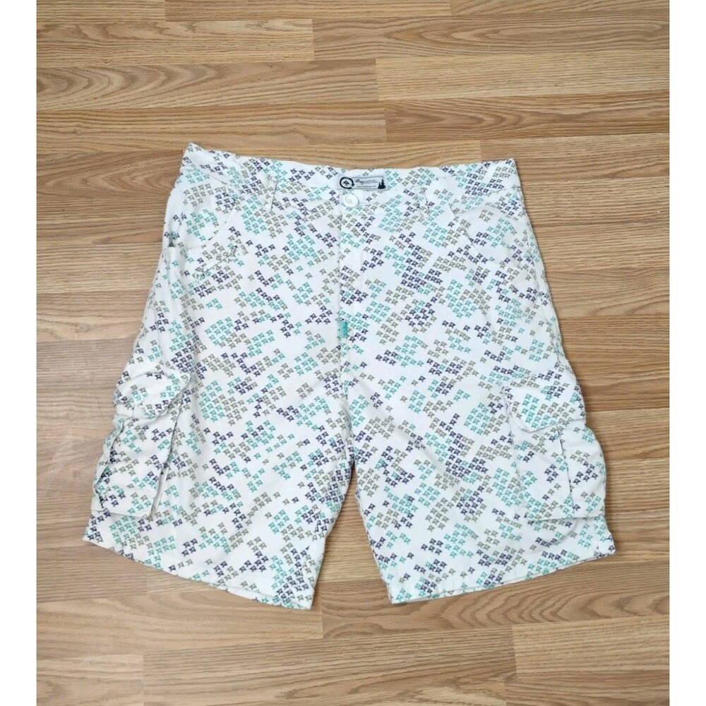 LRG Shorts White Trees Cargo Baggy Lifted Research Group Skater Hip Hop waist 36